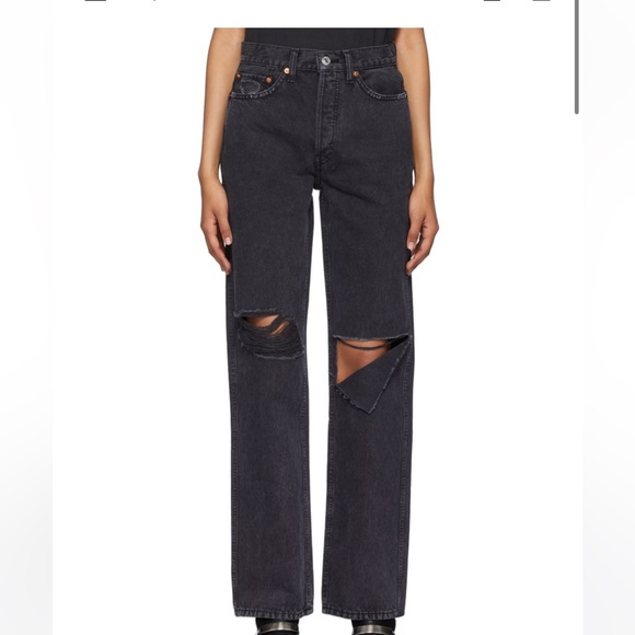 Re/Done distressed high rise loose jeans - Picture 1 of 5